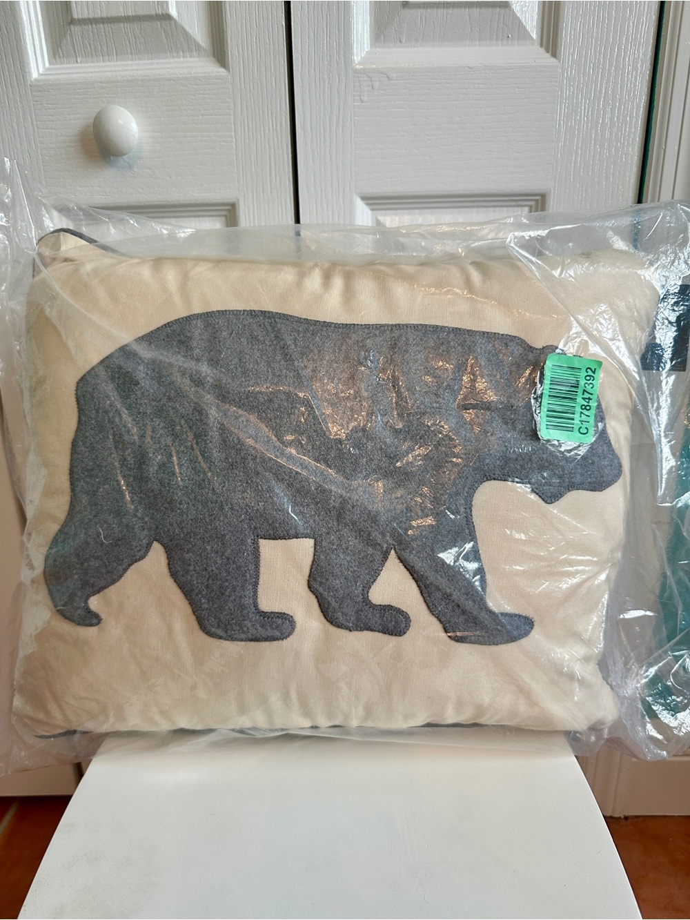 Eddie Bauer Cream Throw Pillow with Dark Gray Piping